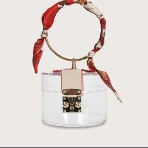 Clear bag with scarf top handle